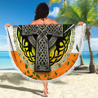 Irish Cross Mix With Shamrock Floral And Flag Beach Blanket - Wonder Print Shop
