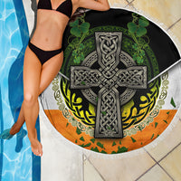 Irish Cross Mix With Shamrock Floral And Flag Beach Blanket - Wonder Print Shop
