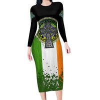 Irish Cross Mix With Shamrock Floral And Flag Family Matching Long Sleeve Bodycon Dress and Hawaiian Shirt - Wonder Print Shop