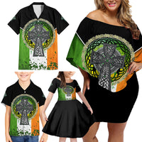 Irish Cross Mix With Shamrock Floral And Flag Family Matching Off Shoulder Short Dress and Hawaiian Shirt - Wonder Print Shop