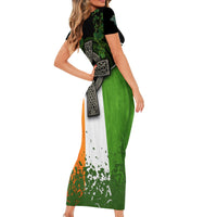 Irish Cross Mix With Shamrock Floral And Flag Family Matching Short Sleeve Bodycon Dress and Hawaiian Shirt - Wonder Print Shop