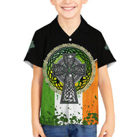 Irish Cross Mix With Shamrock Floral And Flag Family Matching Short Sleeve Bodycon Dress and Hawaiian Shirt - Wonder Print Shop
