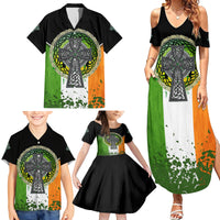 Irish Cross Mix With Shamrock Floral And Flag Family Matching Summer Maxi Dress and Hawaiian Shirt - Wonder Print Shop