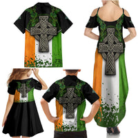 Irish Cross Mix With Shamrock Floral And Flag Family Matching Summer Maxi Dress and Hawaiian Shirt - Wonder Print Shop