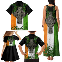 Irish Cross Mix With Shamrock Floral And Flag Family Matching Tank Maxi Dress and Hawaiian Shirt - Wonder Print Shop
