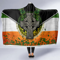 Irish Cross Mix With Shamrock Floral And Flag Hooded Blanket