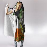 Irish Cross Mix With Shamrock Floral And Flag Hooded Blanket
