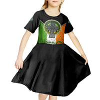 Irish Cross Mix With Shamrock Floral And Flag Kid Short Sleeve Dress - Wonder Print Shop