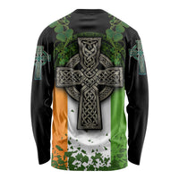 Irish Cross Mix With Shamrock Floral And Flag Long Sleeve Shirt - Wonder Print Shop