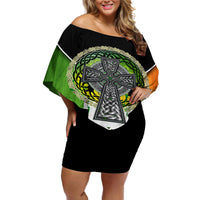 Irish Cross Mix With Shamrock Floral And Flag Off Shoulder Short Dress - Wonder Print Shop