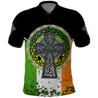 Irish Cross Mix With Shamrock Floral And Flag Polo Shirt - Wonder Print Shop