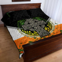 Irish Cross Mix With Shamrock Floral And Flag Quilt Bed Set - Wonder Print Shop