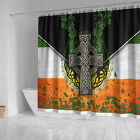 Irish Cross Mix With Shamrock Floral And Flag Shower Curtain