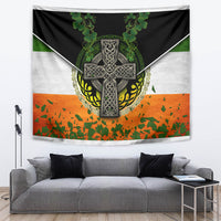 Irish Cross Mix With Shamrock Floral And Flag Tapestry - Wonder Print Shop