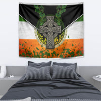 Irish Cross Mix With Shamrock Floral And Flag Tapestry - Wonder Print Shop