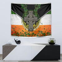Irish Cross Mix With Shamrock Floral And Flag Tapestry - Wonder Print Shop