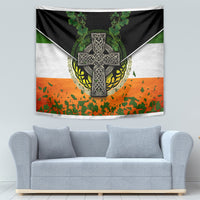 Irish Cross Mix With Shamrock Floral And Flag Tapestry - Wonder Print Shop