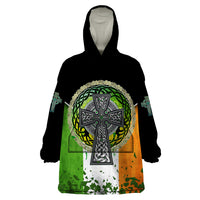 Irish Cross Mix With Shamrock Floral And Flag Wearable Blanket Hoodie - Wonder Print Shop