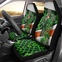 Patrick Day - Irish Cross - Lucky Girl Car Seat Cover - Wonder Print Shop