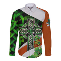 Patrick Day - Irish Cross - Lucky Girl Long Sleeve Button Shirt - Wonder Print Shop