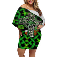 Patrick Day - Irish Cross - Lucky Girl Off Shoulder Short Dress - Wonder Print Shop