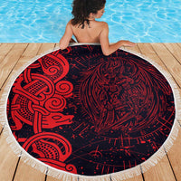 Norse Viking Dragon Beach Blanket Celtic Knotwork and Runic Mythology Art