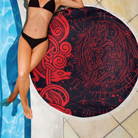 Norse Viking Dragon Beach Blanket Celtic Knotwork and Runic Mythology Art