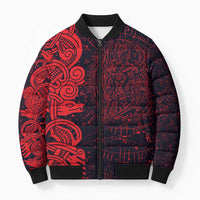 Norse Viking Dragon Bomber Puffer Jacket Celtic Knotwork and Runic Mythology Art