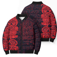 Norse Viking Dragon Bomber Puffer Jacket Celtic Knotwork and Runic Mythology Art