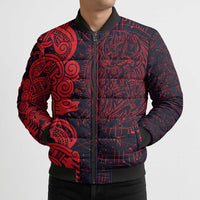 Norse Viking Dragon Bomber Puffer Jacket Celtic Knotwork and Runic Mythology Art