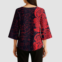 Norse Viking Dragon Kimono Sleeve Blouse Celtic Knotwork and Runic Mythology Art