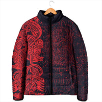 Norse Viking Dragon Padded Jacket Celtic Knotwork and Runic Mythology Art