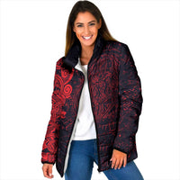 Norse Viking Dragon Padded Jacket Celtic Knotwork and Runic Mythology Art