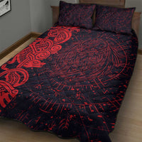 Norse Viking Dragon Quilt Bed Set Celtic Knotwork and Runic Mythology Art