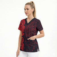 Norse Viking Dragon Scrub Top Celtic Knotwork and Runic Mythology Art