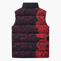 Norse Viking Dragon Sleeveless Puffer Jacket Celtic Knotwork and Runic Mythology Art