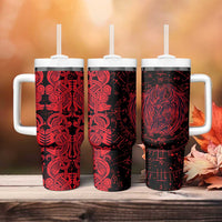 Norse Viking Dragon Tumbler With Handle Celtic Knotwork and Runic Mythology Art