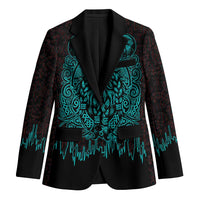 Viking Warrior Helm Blazer Neon Tribal Linework and Runic Pattern Art