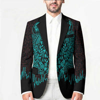 Viking Warrior Helm Blazer Neon Tribal Linework and Runic Pattern Art