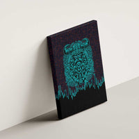 Viking Warrior Helm Canvas Wall Art Neon Tribal Linework and Runic Pattern Art