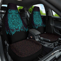 Viking Warrior Helm Car Seat Cover Neon Tribal Linework and Runic Pattern Art