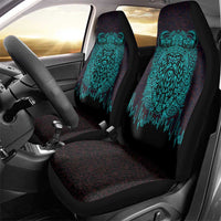 Viking Warrior Helm Car Seat Cover Neon Tribal Linework and Runic Pattern Art