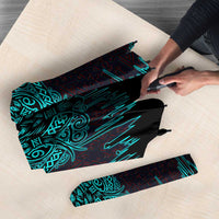 Viking Warrior Helm Umbrella Neon Tribal Linework and Runic Pattern Art