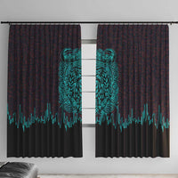 Viking Warrior Helm Window Curtain Neon Tribal Linework and Runic Pattern Art