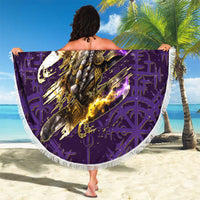 Odin Allfather Viking Beach Blanket Epic Norse Mythology Illustration with Runic Circle Art