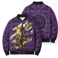 Odin Allfather Viking Bomber Puffer Jacket Epic Norse Mythology Illustration with Runic Circle Art