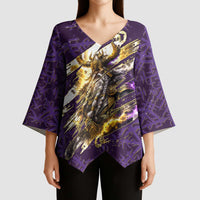 Odin Allfather Viking Kimono Sleeve Blouse Epic Norse Mythology Illustration with Runic Circle Art