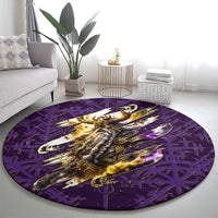 Odin Allfather Viking Round Carpet Epic Norse Mythology Illustration with Runic Circle Art
