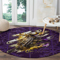 Odin Allfather Viking Round Carpet Epic Norse Mythology Illustration with Runic Circle Art