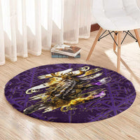 Odin Allfather Viking Round Carpet Epic Norse Mythology Illustration with Runic Circle Art